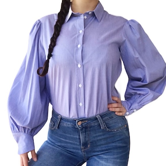 & Other Stories Tops - & Other Stories Balloon Sleeve Button Shirt Cotton